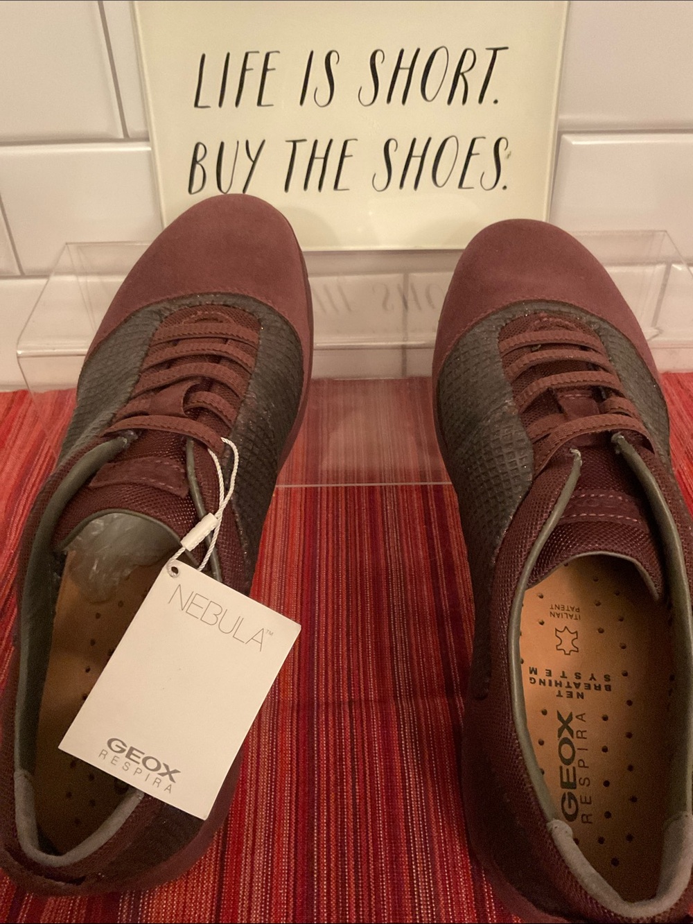 Geox Women's Nebula Suede & Mesh Low-Top Sneakers - Plum & Teal - NWT